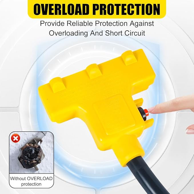 Overload Protector 30 Amp to 110 Adapter Generator Power Cord Shore Power 30 Amp to 15 Amp/20 Amp Adapter Marine NEMA L5-30P to 3X 5-15R/5-20R RV Generator Adapter 1.5FT