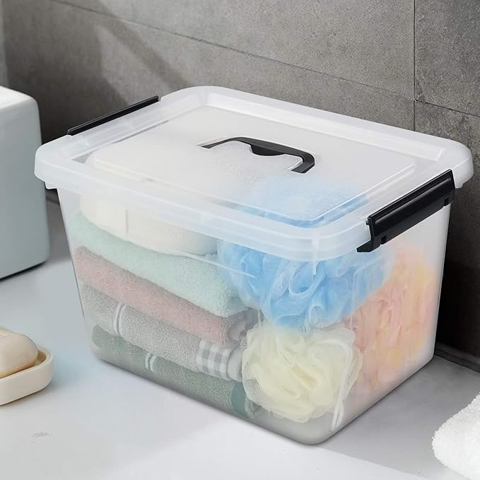 12 Quart Plastic Storage Latch Box Latching Storage Bin with Handle1 Pack