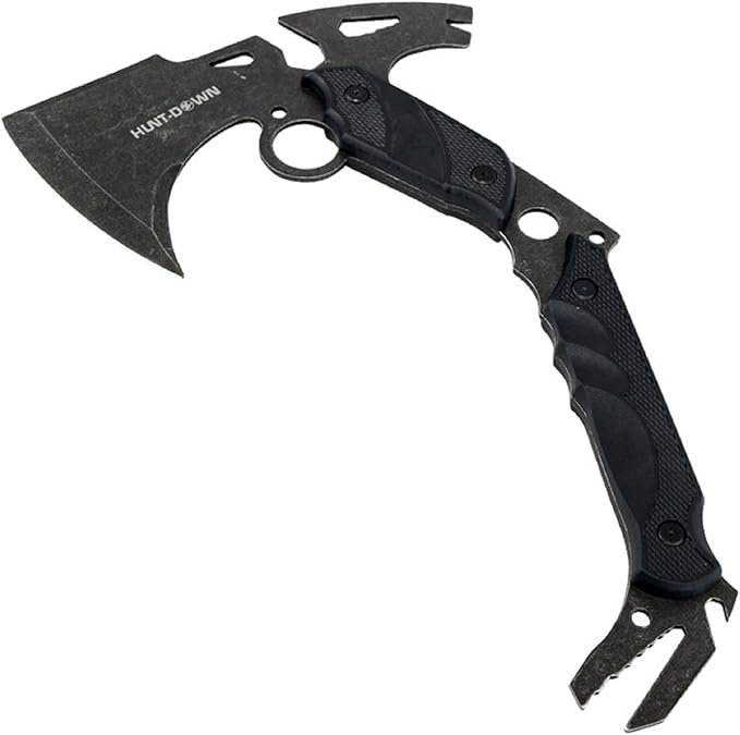 HUNT-DOWN 13 Hunting Survival Axe with Sheath - Black Color Handle