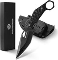 DRACHENADER Survival Knife SEAL-FULL BLACK 9 EDC Fixed Blade Tactical Horizontal Carry Knife for Men with Kydex Sheath 5mm Thick Stainless Steel G10 Anti-Slip Handle Ideal for Gifting Full Black