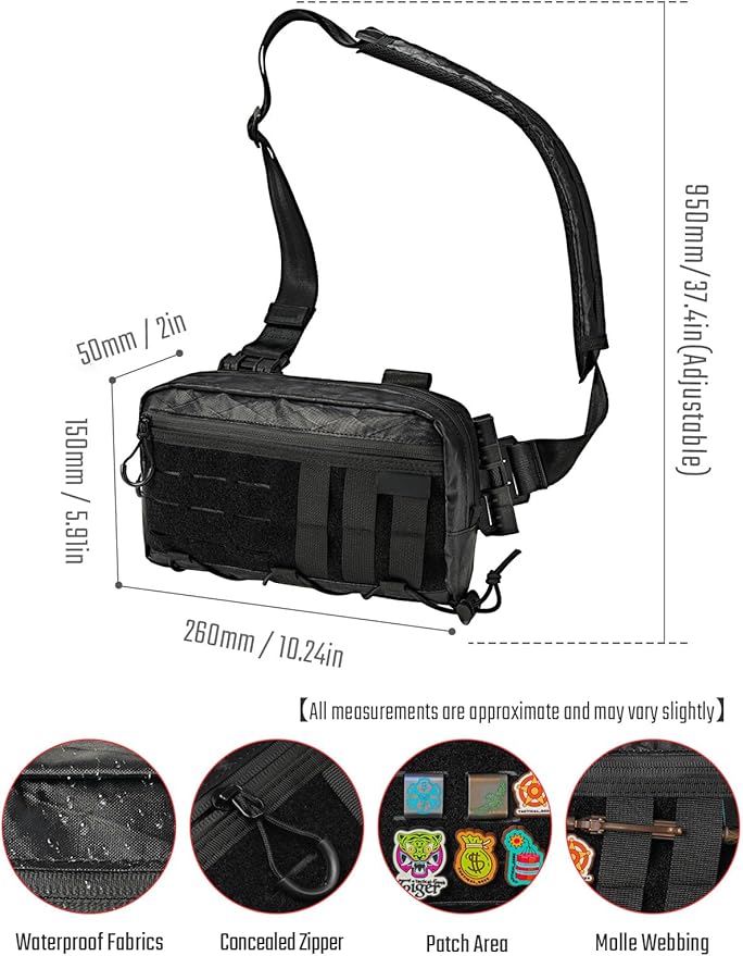 TACTICAL_GEEK Cache L3 Crossbody Shoulder Bag Multipurpose Daypack Chest Backpack Casual Sling Bag for Men &amp Women (Black Orange)
