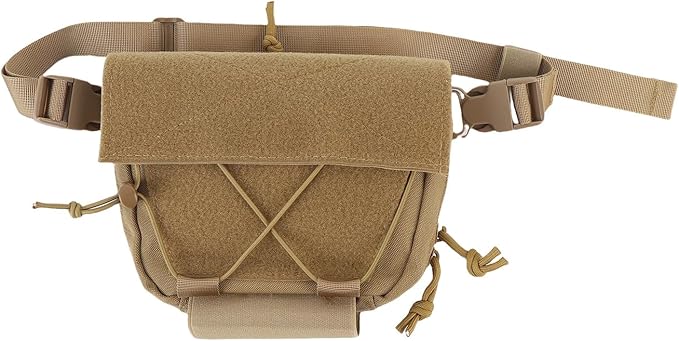 Hiking Fanny Pack Drop Pouch Oxford Cloth Sub Abdominal Carrying Kit Bag Utility Tool Pouch Fanny Pack for Chest Rig Vest (Khaki)