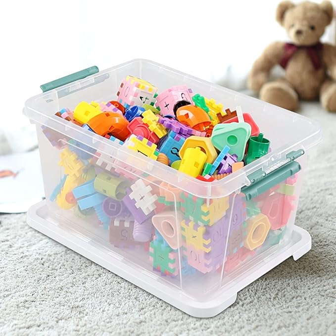 14 Quart Clear Latching Box with Lid &amp handle Plastic Storage Tote Set of 6