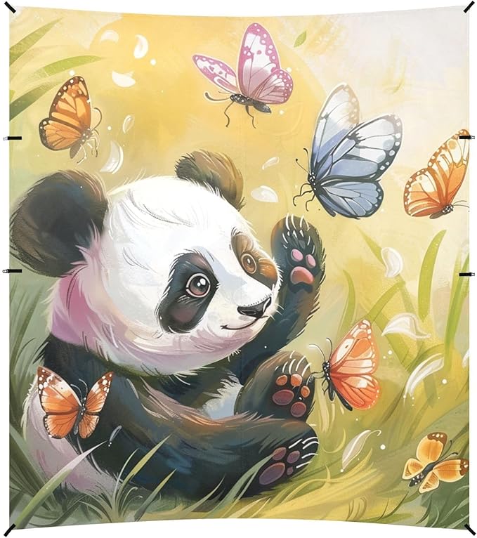 ALAZA Panda Play with Butterflies Beach Tent Sun Shelter Portable Canopy Sunshade for Outdoor Camping Picnics Backyard Fun 10x9 ft