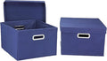 Household Essentials Fabric Storage Boxes with Lids and Handles Blue