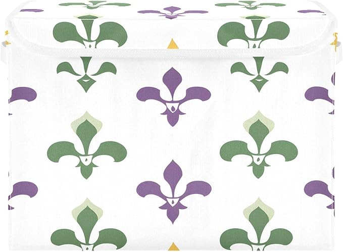 Graffiti Mardi Gras Logo Pattern Foldable Storage Baskets Fabric Boxes with Handle Organizers with Flip-Top Lids Storage Bins for Home Bedroom Office