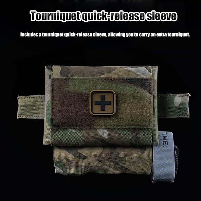 Tactical IFAK Micro Compact MED Pouch MOLLE Rapid Deployment First Aid Bag Small EDC Portable Pack for Hunting Camping