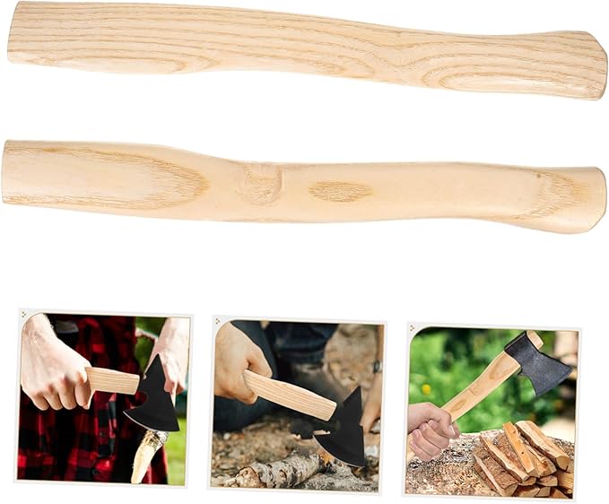 2pcs Wooden Axe Handles Replacement for Garden Tools Axe Handle Ergonomic Design Natural Wood Feel