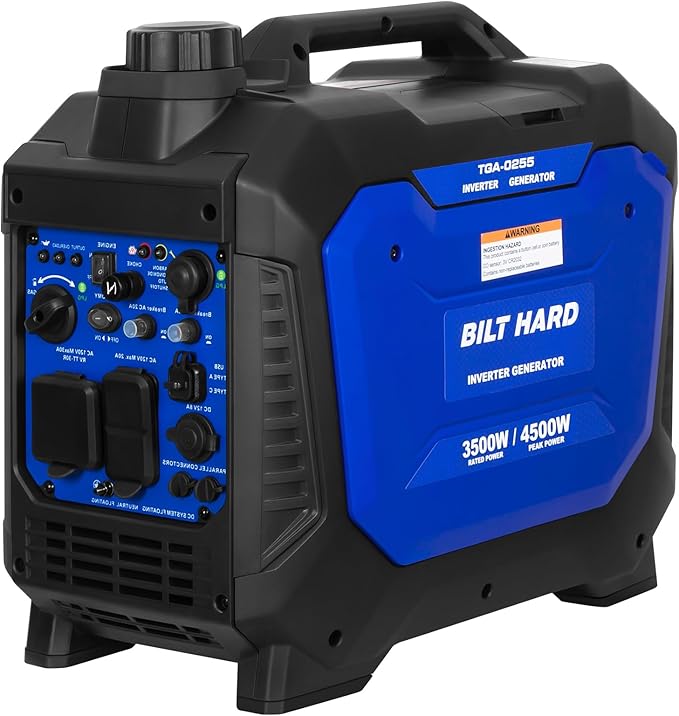 BILT HARD Ultra-Quiet 4500W Inverter Generator Dual Fuel (Gas/Propane) with CO Sensor 4-Cycle RV Ready &amp Parallel Capable for Home Backup and Camping