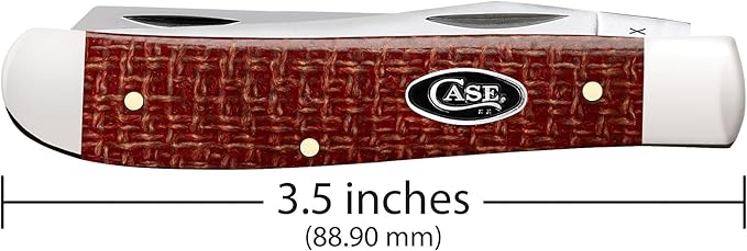 Case XX Pocket Knife MINI TRAPPER - DARK RED BURLAP MICARTA Item #12271-10207 CS - Length Closed: 3 1/2Inches