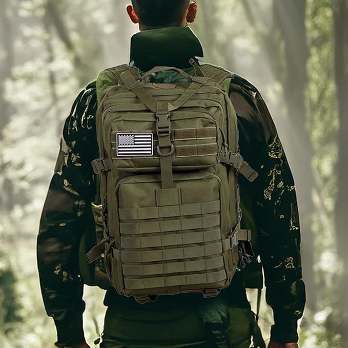 45L Sturdy Nylon Waterproof Fishing Hunting Backpack Outdoor Military Rucksacks Tactical Sports Camping Hiking (Green)