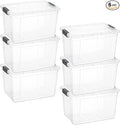 Superio Clear Storage Boxes with Lids 26 Quart Plastic Container Bins for Organizing Stackable Crates BPA Free Non Toxic Odor Free Organizers for Home Office and Dorm 6 Pack