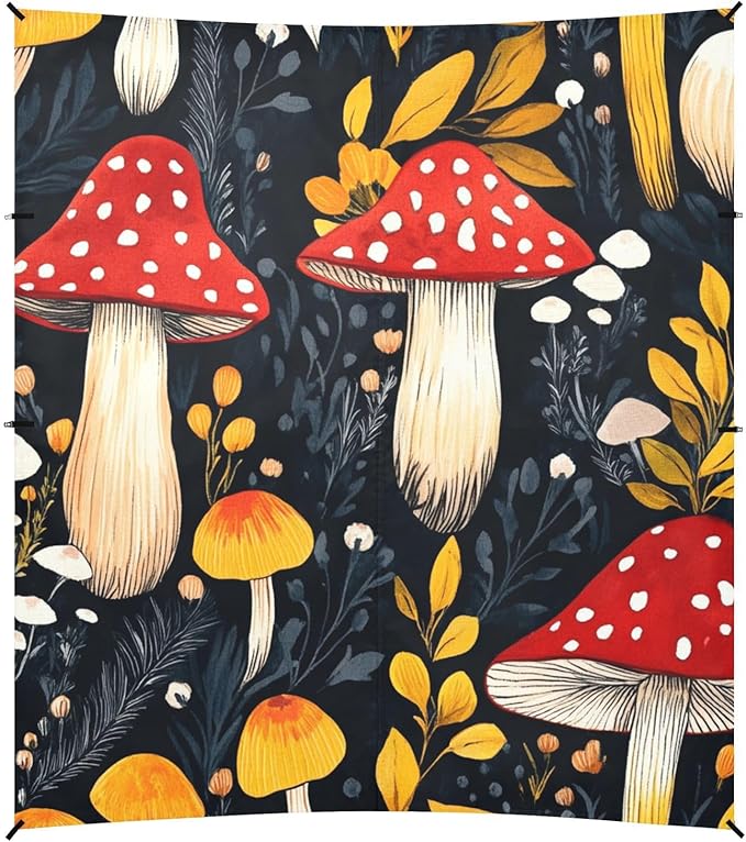 ALAZA Floral Mushroom Cute Beach Tent Sun Shelter Portable Canopy Sunshade for Outdoor Camping Picnics Backyard Fun 10x9 ft