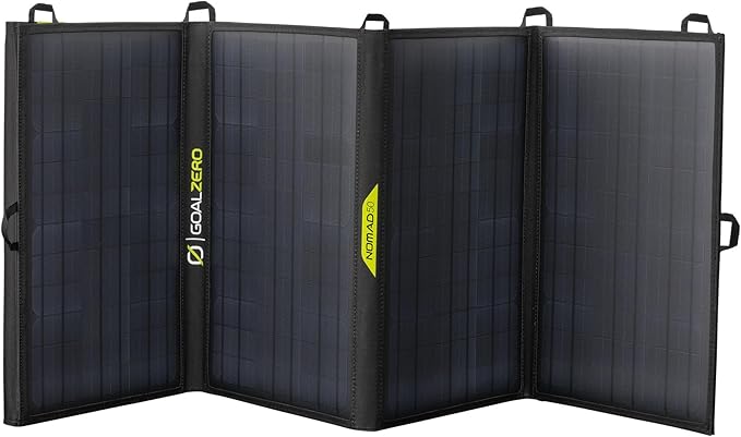 Goal Zero Nomad 50 Foldable Monocrystalline 50 Watt Solar Panel with 8mm + USB Port Portable Charger for Yeti Power Generator and Banks. Lightweight 18-22V 50W