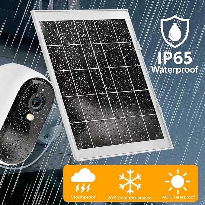7W Solar Panel for Security Camera for DC 5V Outdoor Rechargeable Battery Camera 360° Adjustable Security Mount - 10FT Micro USB &amp USB-C Cable4 Pack