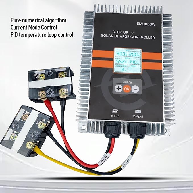 Solar Charge Controller 800W Boost MPPT Voltage LED Display Adjustable Waterproofing Solar Panel Regulator Multiple Protections Intelligent Photovoltaic Panel Regulator