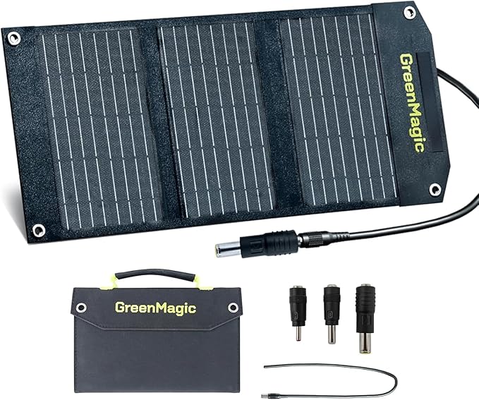 Greenmagic 40 Watt Portable Solar Panel with USB-A USB-C DC Output Foldable Solar Panel Charger Waterproof Fast Charging for Power Battery Power Station Smart Watches Phones Tablets Laptops etc
