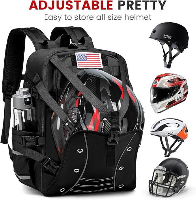 Motorcycle Backpack Helmet Bags Large Capacity Waterproof Helmet Backpack for Men Motorcycle Accessories Storage Cycling Bag(Black)
