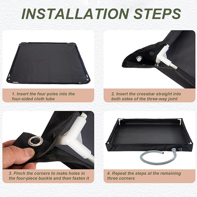 Portable Shower Pan 31.5x31.5x3.9 Inch Foldable Outdoor Shower Floor with Detachable Drain Pipe Ideal for Camping Garden Sand Toy Pet Car
