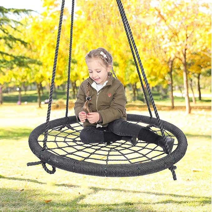 Swing Chair for Kids &amp Adults Hammock Chair Hanging Chair Cotton Rope Macrame Chairs for Outdoor &amp Indoor Garden Patio Balcony Living Room Swing Seat ? 100 cm