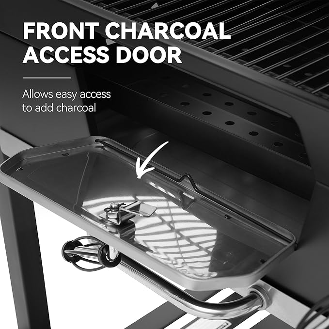 Royal Gourmet CD2030AC Deluxe 30-Inch Charcoal Grill with Cover Large BBQ Grill with Collapsible Side Tables for Outdoor Picnic Camping Patio Backyard Cooking Black