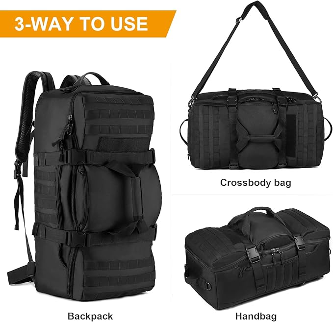 HUNTVP 60L Tactical Backpack Tactical Duffel Bag Military Travel Bag Outdoor Assault Pack Rucksack Bag | Gear Sport Outdoor Bag For Hunting Camping Trekking