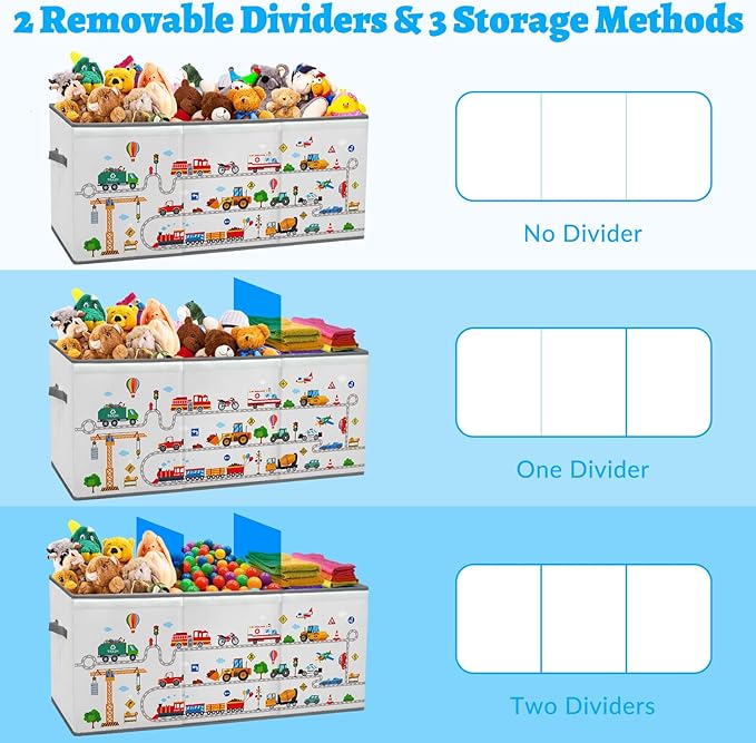 decalsweet Kids Toy Box Storage Chest Collapsible Storage Bin with Lids Handles for Boys Girls Toddler Large Kids Toy Organizer Box for Kidsroom Bedroom Playroom Nursery37.7x12.5x15.7