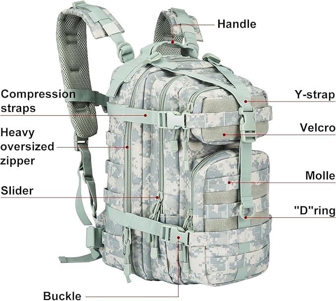 Small Military Tactical Backpack Army Assault Rucksack GYM Hiking Bug Out Bag