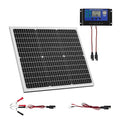 VEVOR 50W 12V Solar Battery Charger Maintainer Mono Solar Panel Trickle Battery Charger with Upgraded MPPT Controller IP65 Waterproof for Car Boat RV Trailer Flat Rooftop (Bracket Not Included)