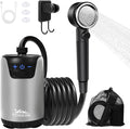 8000mAh Portable Camping Shower 10-Speed Camp Shower Pump LED Display 4 Spray Modes IPX8 Waterproof Outdoor Shower Kit for Hiking Travel Pet Car Wash