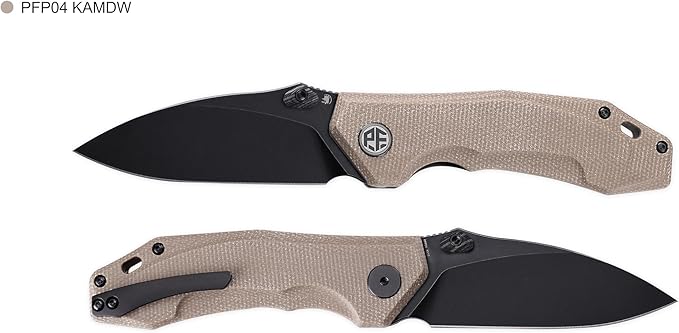 Petrified fish PFP04 Havrog3.15 K110 Stonewashed Blade 127g Micarta Handle Liner lock Folding knife (Stonewashed Khaki)