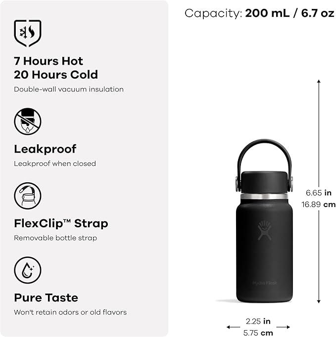 Hydro Flask Micro Bottle - Insulated Mini Leak Proof Flask for Purse or Pocket in 6.7 Oz Shale Gray