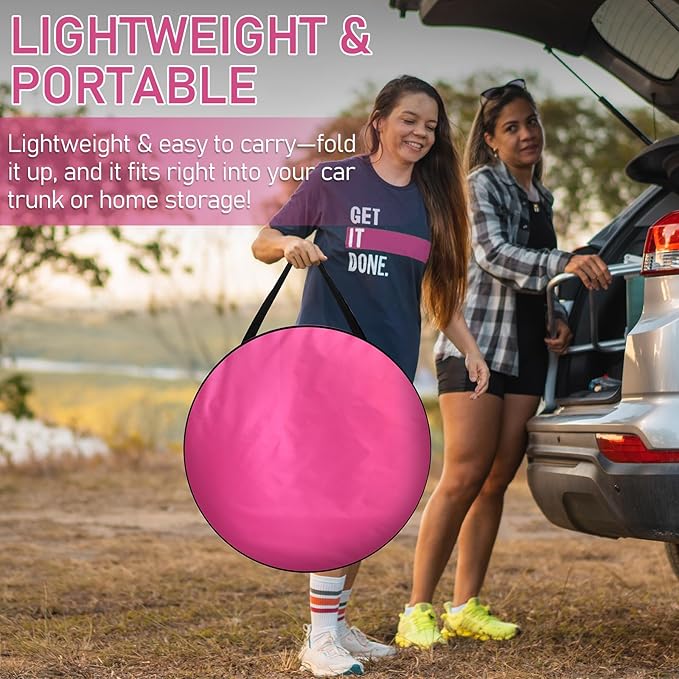 Pop Up Pod - Privacy Shower Tent with Carry Bag Dressing Room Instant Portable Toilet Stall for Camping Beach or Tailgate (Pink)