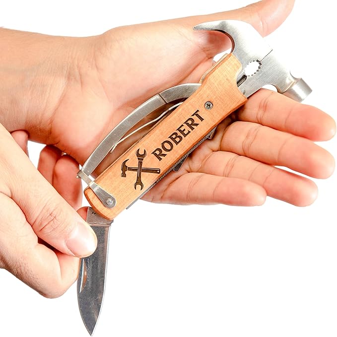 Custom Bulk Multitool Father Gifts for Christmas Gift for Fiance for Him for Old Man Pocket Knife Multi Tool Functional Unusual Fishing Gifts Stuffers Useful Tools for Men Boys Hunting Gift