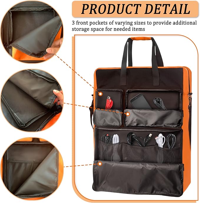 Padded Utility Solar Panel Bagfor Jackery 100 watt Solar PanelDouble Layer Design Can Hold 2 Battery PanelsOrange