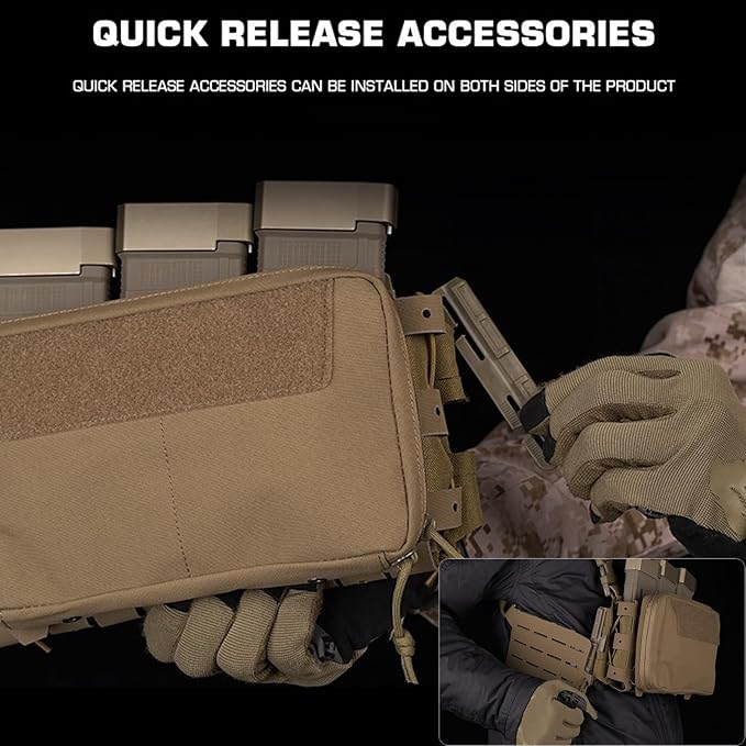 Multifunctional Tactical Chest Mag Pouch Plate Hook and Loop Tactical Panel for 556 Mag Multipurpose MOLLE Front Flap Walkie Talkie Bag Hanging Panel