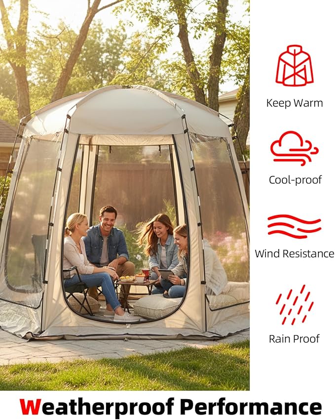 Abahub 3-5 People Clear Bubble Tent Winter Weatherproof Sports Tent with Sealed Floor Portable Outdoor Dome Tent with Carrying Bag for Sports Games Camping Fishing Cheering