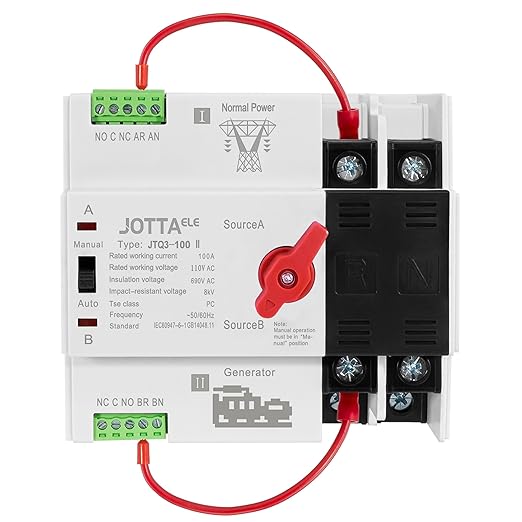 JOTTAELE Automatic Transfer Switch2P 100A 110V 50/60HzSingle Phase ATS for Generator