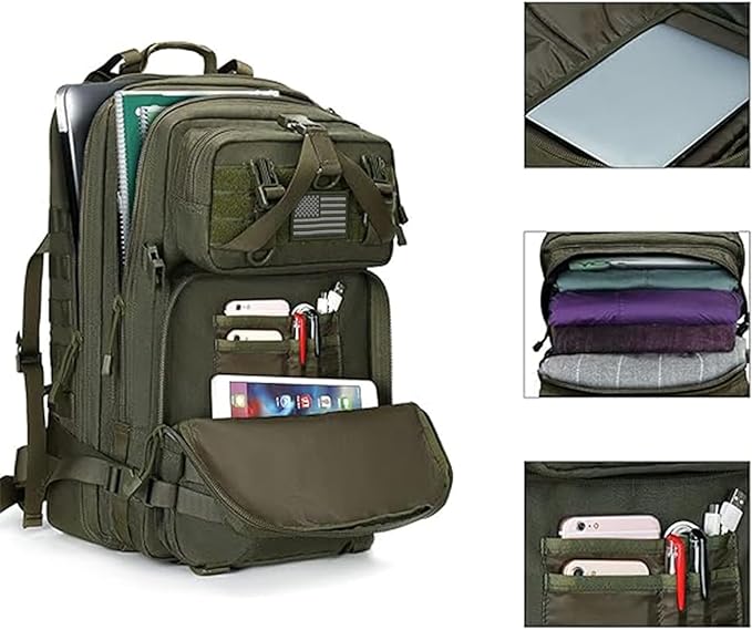 MOSISO 50L Tactical Backpack Large Men 3 Day Assault Rucksack Military DaypackArmy Green