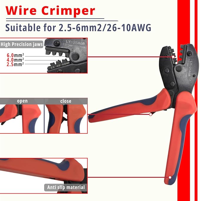 Solar PV Panel Crimping Tool Kit With Wire Stripper 6 Pairs Solar Connectors 1 PCS Iron Wire Cable Cutter 1 Pair Solar Spanner Wrenches