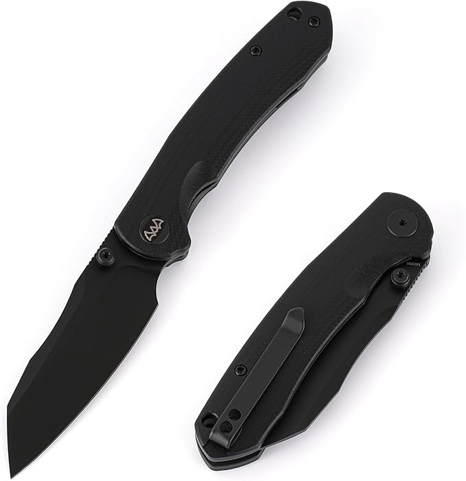 Folding Pocket Knife 3.35 14C28N Blade G10 Handle EDC Knife with Liner Lock Small Pocket Knife with Clip for Men Sharp Camping Hiking Hunting Survival Knives (Black)