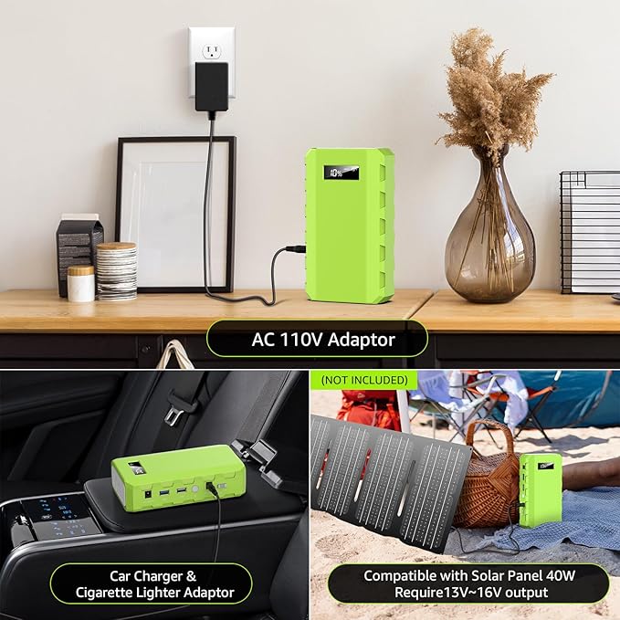 powkey Portable Power Station with AC Outlet 65W/110V External Battery Pack 24000mAh/88.8Wh Power Pack Portable Power Source Supply Backup for Outdoor Tent Camping Home Office