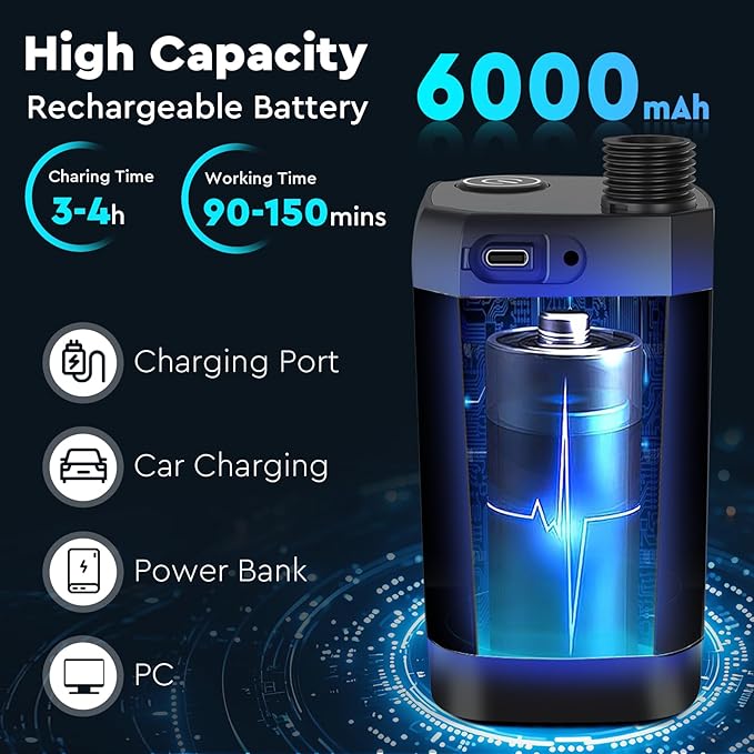 Fotgear Portable Camping Shower - 6000mAh Rechargeable Outdoor Shower with LED Display - IPX7 Waterproof Camping Shower Kit for Hiking Travel Car Washing RV Pet Bath