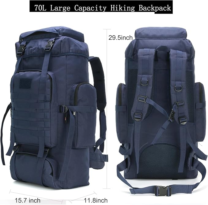 70l Hiking Backpack for Men Waterproof Military Camping Rucksack Travel Daypack