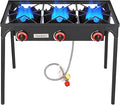 Vivicreate 3 Burner High pressure Propane Stove 28 Inch Tall Camping Stove with cast iron burner 105000 BTU power Stable Legs for Outdoor Use