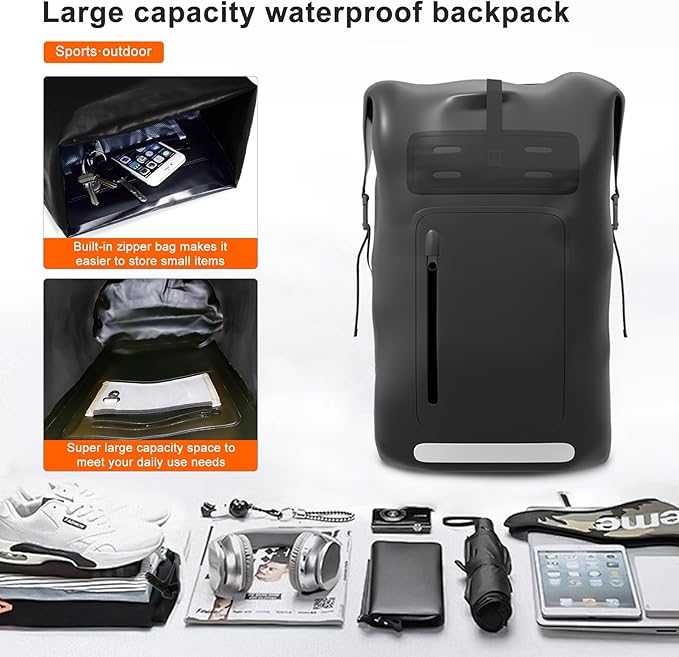 Waterproof BackpackHeavy Duty Hiking Backpack35/55/85L dry bag backpack waterproof for MenRoll-Top Closurefor Kayaking Travel Hiking Fishing Camping Motorcycles (yellow 85L)
