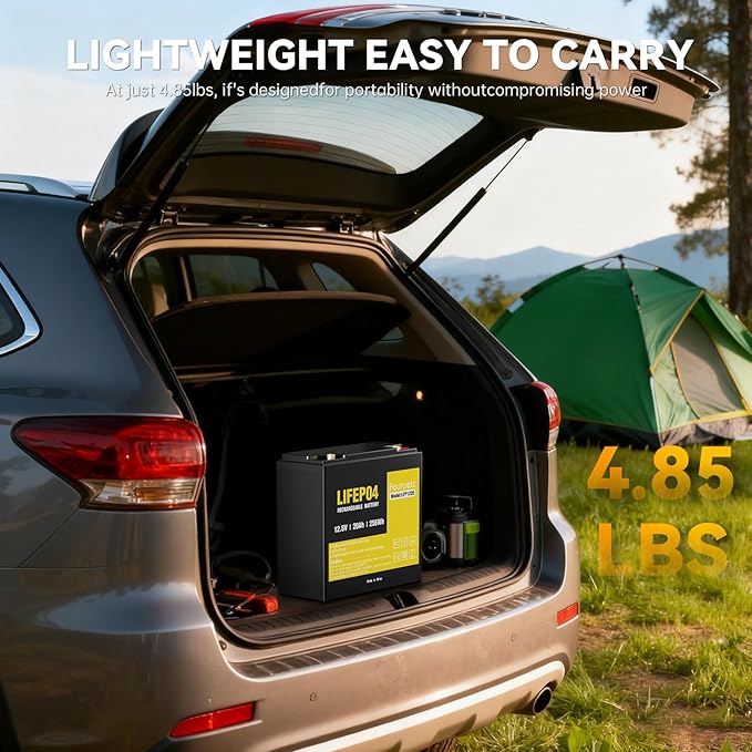 12V 20Ah Deep Cycle LiFePO4 Battery12 volt lithium phosphate battery for CampingFish Finder Scooter Security System Ride on Toys Automotive Replacement BatteriesUPS etc Rechargeable Lit