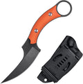 Fixed Blade Knife D2 Steel Blade and G10 Handle Utility Claw EDC Knife for Outdoor Survival Hiking Camping with Kydex Sheath OK1220 (Orange)