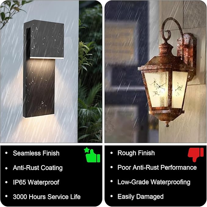 15 Exterior Lighting Fixtures IP65 Waterproof Wall Mount Light 435LM 3005K Corrosion-Resistant for Front Porch Garage Exterior Wall Farmhouse Front House Entrance Rustic - 2 Packs