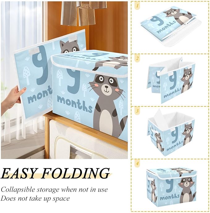 9_months Storage Bins with Lid Foldable Room Storage Clothing Storage Containers for Home Studyroom Dormroom Storage